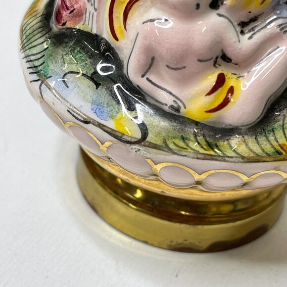 Vintage Salt Shaker And Pepper Grinder Set Porcelain and Brass Made In Italy - Picture 13 of 16